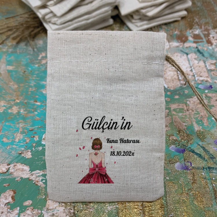 Baskılı Kese 0050 - Kına Kızı Tasarım  Hediyelik Kese